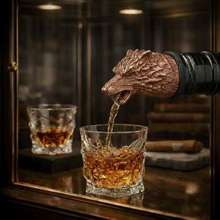 Umjetnički metalni nastavak za sipanje u boji "Rose Gold" u obliku glave vuka