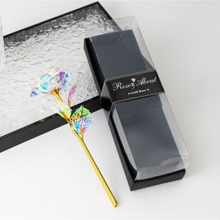 Holografska kristalna ruža u crnoj luksuznoj kutiji