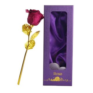 Svjetlucava ruža u boji patlidžana u ljubičastoj luksuznoj kutiji