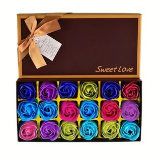 Luksuzni smeđi set od 18 šarenih dekorativnih ruža