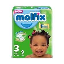 Molfix Baby Diapers Size 3 Midi, 9 pcs