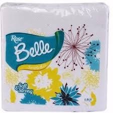 Rose Belle White Serviettes 1-Ply, 50 Sheets