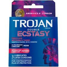 Trojan Double Ecstasy Lubricated Latex Condoms, 3 Pack
