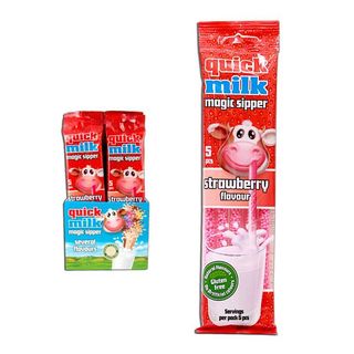 Соломинка цукрова Quick Milk для молока смак Полуниця 5шт*6г 30г