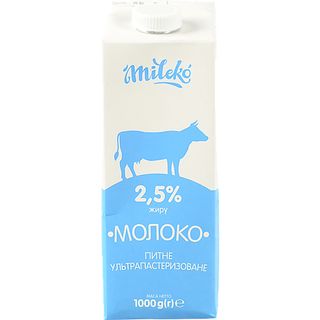 Молоко Mileko 1л 2.5% т.п