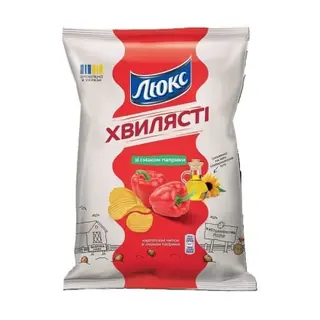 Чипси 125 г Люкс хвилясті зі смаком паприки м/уп