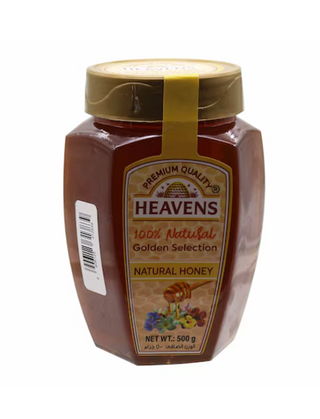 HEAVENS 500G HONEY IN HEX SHAPE PET JAR
