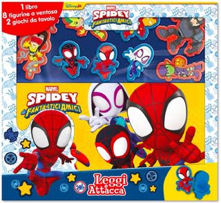 Spidey Leggi e attacca. 1 libro, 8 figurine, 2 giochi da tavolo, di Walt Disney, 9788893296090