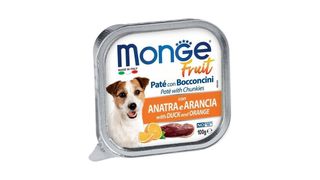 Monge Fruit Pate with duck and orange 100გრ ძაღლის პაშტეტი ნაჭრებით, იხვის ხორცი და ფორთოხალი