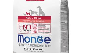 MONGE MINI PUPPY & JUNIOR 3KG ლეკვი/ჯუნიორი, მინი, ქათმის ხორცით