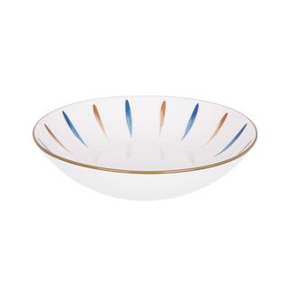 Piatto fondo in porcellana pennellato blu marrone - 20,2 cm Petali