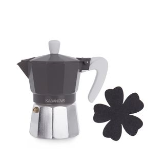 Caffettiera 3 tazze grigio - con sotto moka