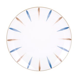 Piatto piano in porcellana pennellato blu marrone - 26,7 cm Petali