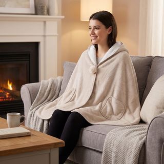 Poncho cammello jaquard - sherpa