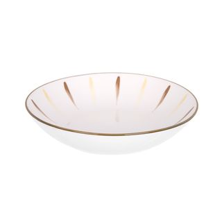 Piatto fondo in porcellana pennellato giallo marrone - 20,2 cm Petali