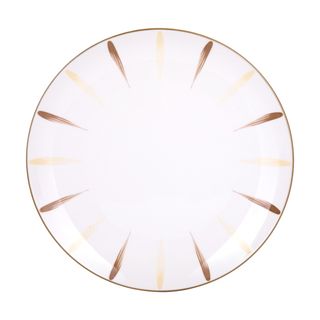 Piatto piano in porcellana pennellato giallo marrone - 26,7 cm Petali