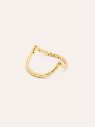 Anillo Doble Peak Pink Plata Baño Oro - 12