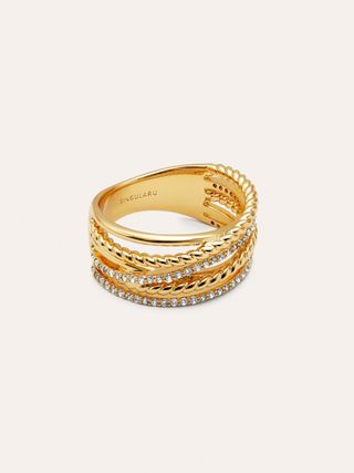 Anillo Triple Cross Spark Baño Oro - 12