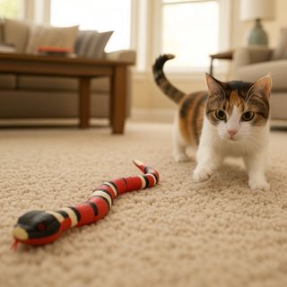 Tootoy ! Juguete interactivo de serpiente eléctrica para gatos, rojo