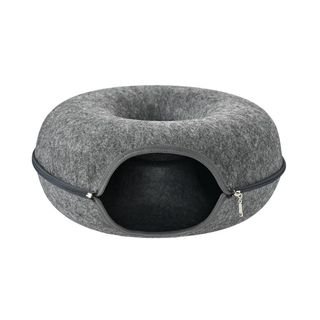 Leeby Grey Felt Tunnel Bed for Cats