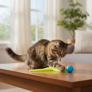 Tootoy ! Chase & Play Interactive Bouncy Ball for Cats, Blue