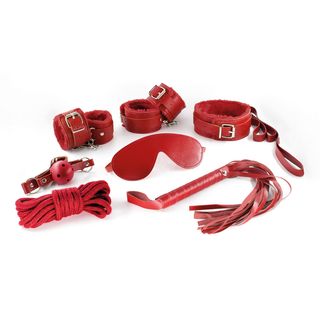 Set 8 Piezas Bondage Rojo Piel Suave