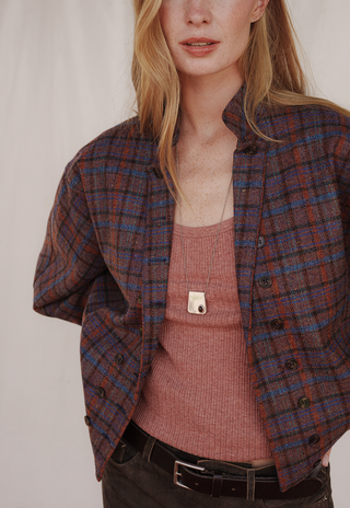 CHAQUETA NIBA CUADROS GRANATE S