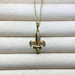 Pozlaćeni lančić sa motivom ljiljana i cirkonima 002