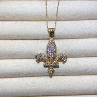 Pozlaćeni lančić sa motivom ljiljana i cirkonima 005