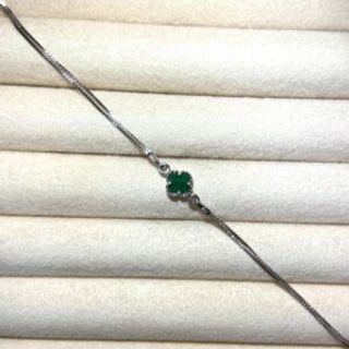 Srebrena dupla narukvica u obliku djeteline sa zelenim cirkonom 001