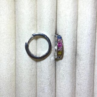 Srebrene deblje halke sa cirkonima u boji