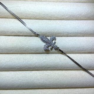 Srebrena narukvica ‘ljiljan’ veća sa cirkonima 001