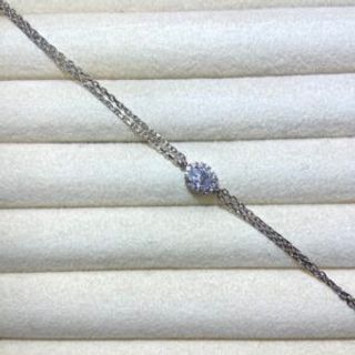 Srebrena narukvica sa ovalnim prozirnim krugom dupli lanac