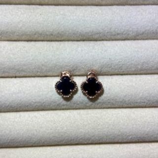 Rose Gold naušnice u obliku djeteline crne