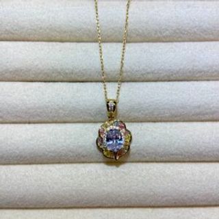 Pozlaćeni lančić prozirni veći cirkon i šareni manji cirkoni