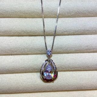 Srebreni lančić veliki prozirni cirkon i šareni manji cirkoni