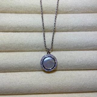 Srebreni lančić sedef krug sa cirkonima