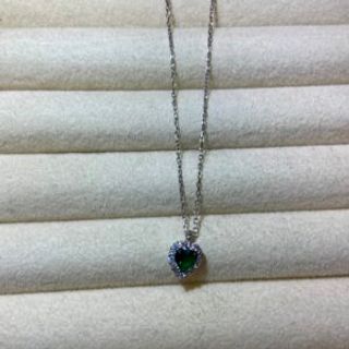 Srebreni lančić srce zeleni cirkon manji