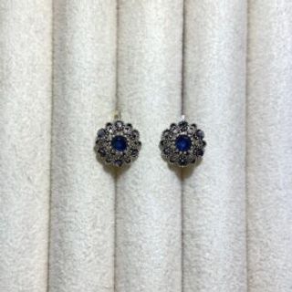 Srebrene markizit naušnice u obliku cvijeta sa plavim cirkonom