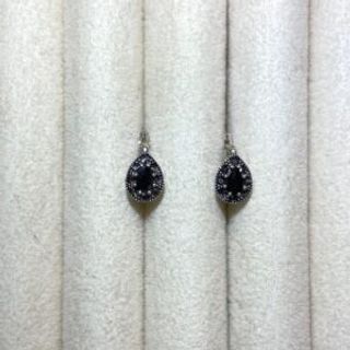 Srebrene markizit naušnice u obliku suze sa crnim cirkonom