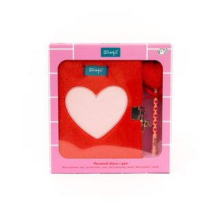 Diario y juego de plumas - Corazón Plus