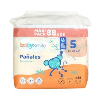 Pañales Talla 5 (13-20 Kg) BabySmile 88 Uds