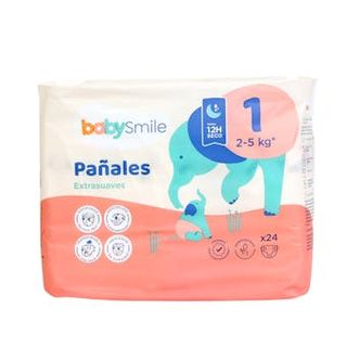 Pañales Talla 1 (2-5 Kg) BabySmile 24 Uds