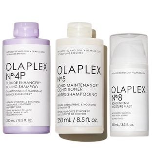 Pack Olaplex Rubios Radiantes Nº 4P + Nº 5 + Nº 8 – Matiza, Repara e Hidrata el Cabello Rubio o Gris