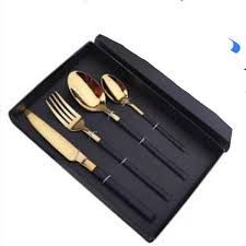 Mofako Black+Gold Cutlery Gift Set, 4 Pieces