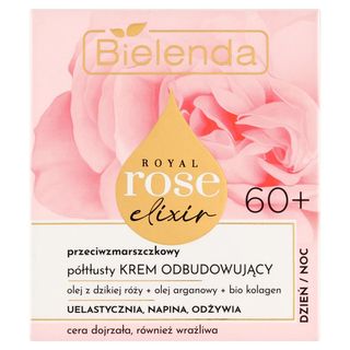 Bielenda Royal Rose Elixir 60+ Przeciwzmarszczkowy półtłusty krem odbudowujący dzień noc 50 ml