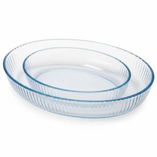 Plat à Four Oval en Verre Broart 2 pièces