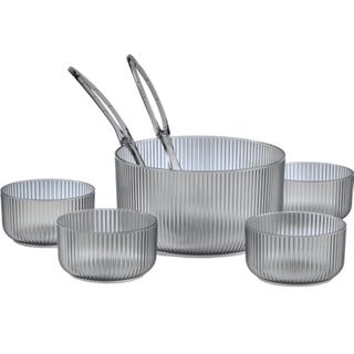 Service Saladier en Acrylique Couleur Fumée Perle 7 Pièces