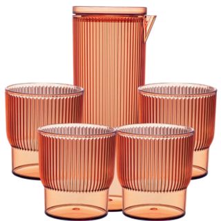 Service Boisson en Acrylique Couleur Miel  1,1L + 30cl 5 Pièces