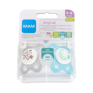 CHUPETE SILICONA MAM ORIGINAL 0-6 M PACK DOBLE AMARILLO